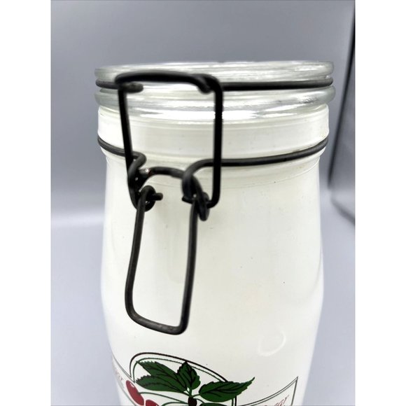 Vintage Cherries Glass Jar Canister Sugar 1.5L Hook & Wire Bale Lid - Picture 9 of 12